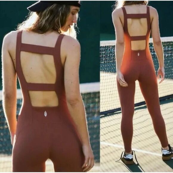 FP Movement Brown Never Better Jumpsuit Size Medium New - Picture 1 of 6